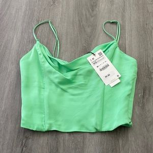 zara cowl neck satin corset top